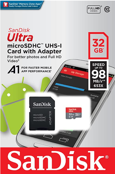 SanDisk 32GB Ultra microSDHC UHS-I Memory Card with Adapter - 98MB/s, ...